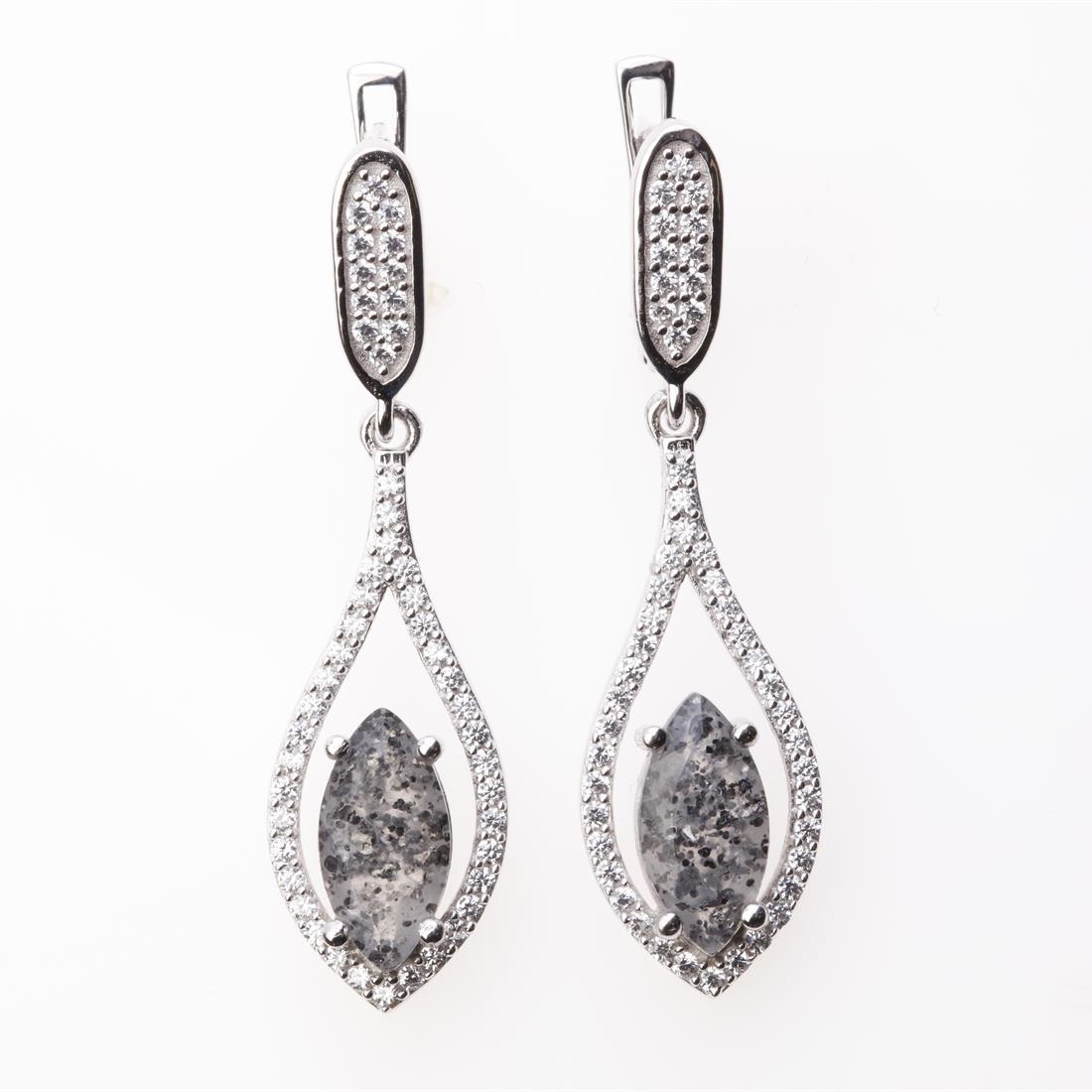 Celestial Quartz & Pave Zircon Silver Earrings (1 of 2)