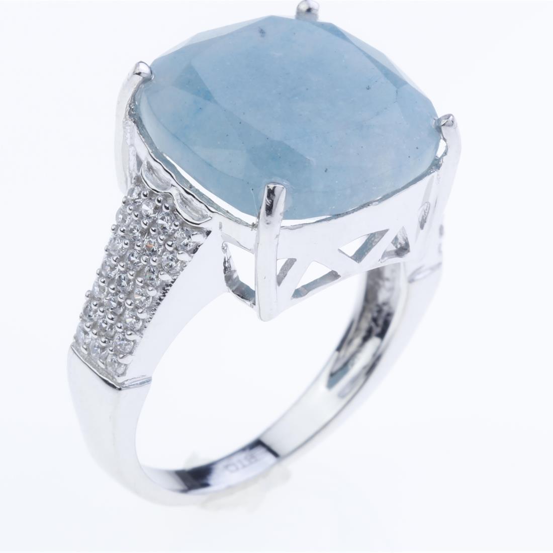 Size 8 14mm Paraiba Quartz & Zircon Ring (1 of 2)