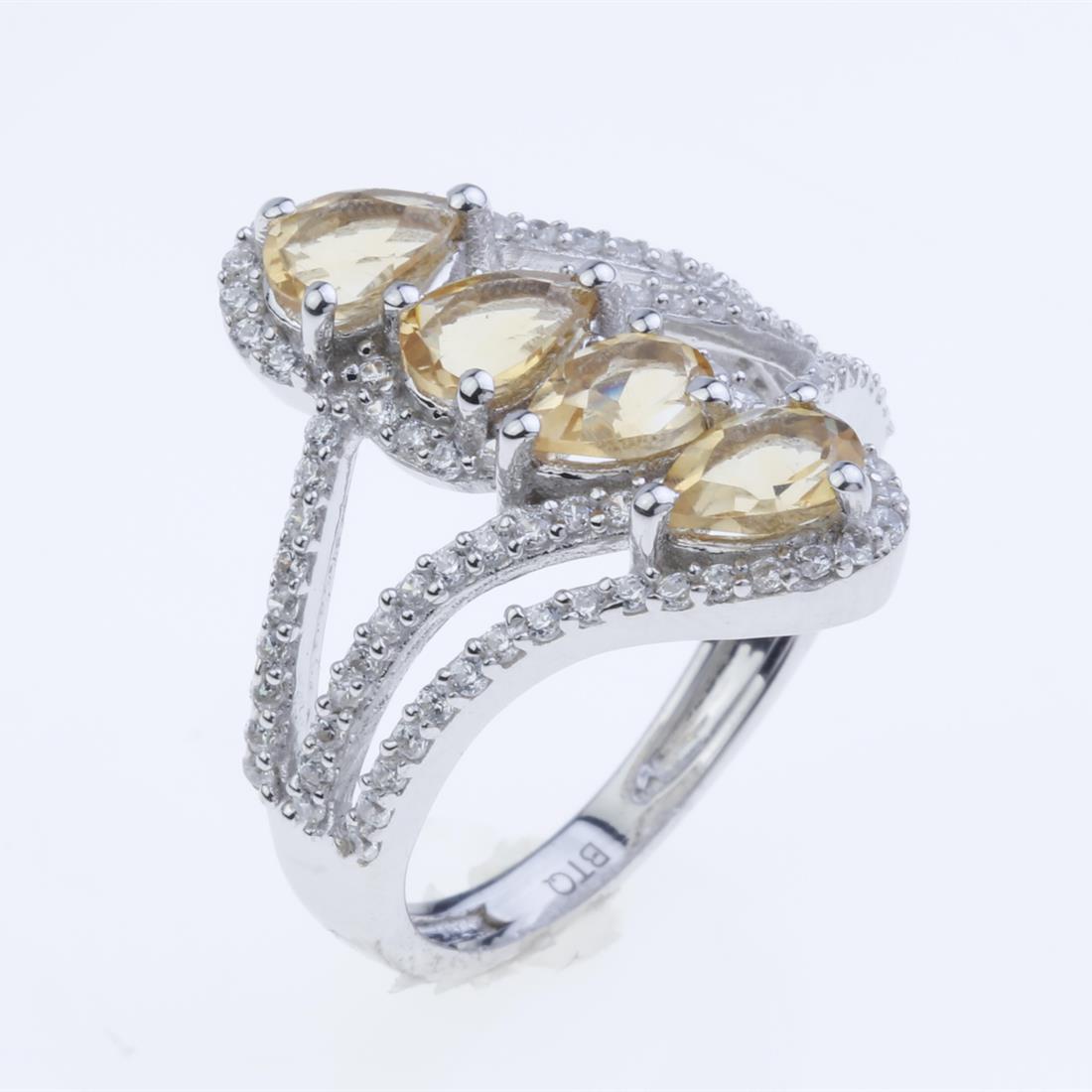 Size 8.5 Citrine & Zircon Sterling Silver Ring (1 of 2)