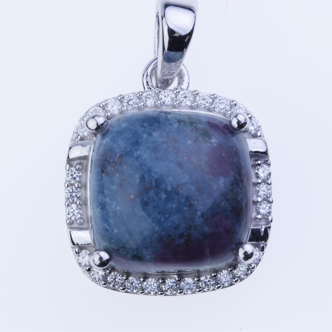 12mm Ruby Kyanite & Zircon Sterling Slv Pendant (1 of 2)