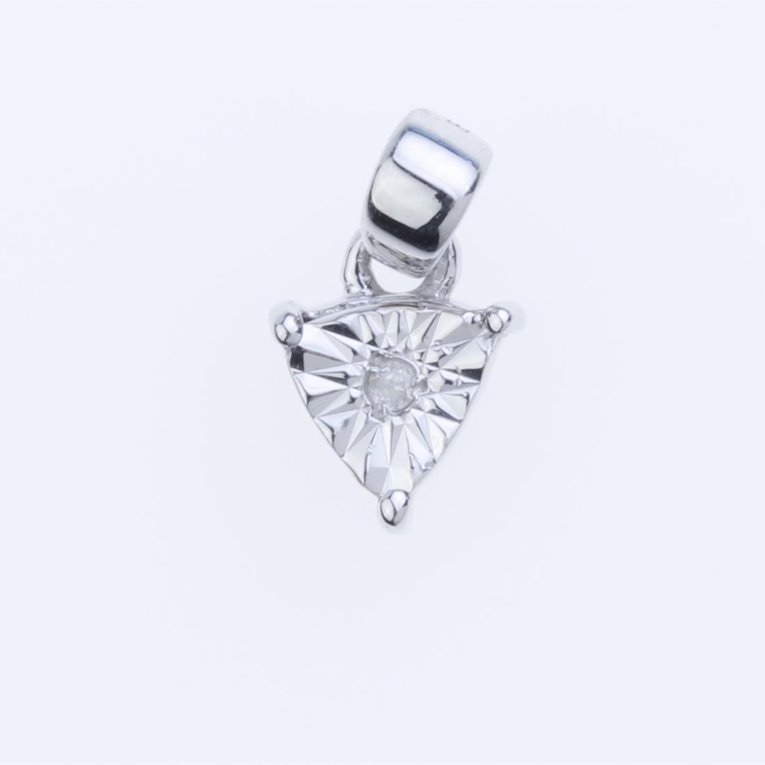 Diamond Cut Trillion Shape Diamond Silver Pendant (1 of 2)