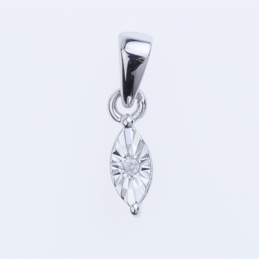 Diamond Cut Marquise Shape Diamond Silver Pendant (1 of 2)