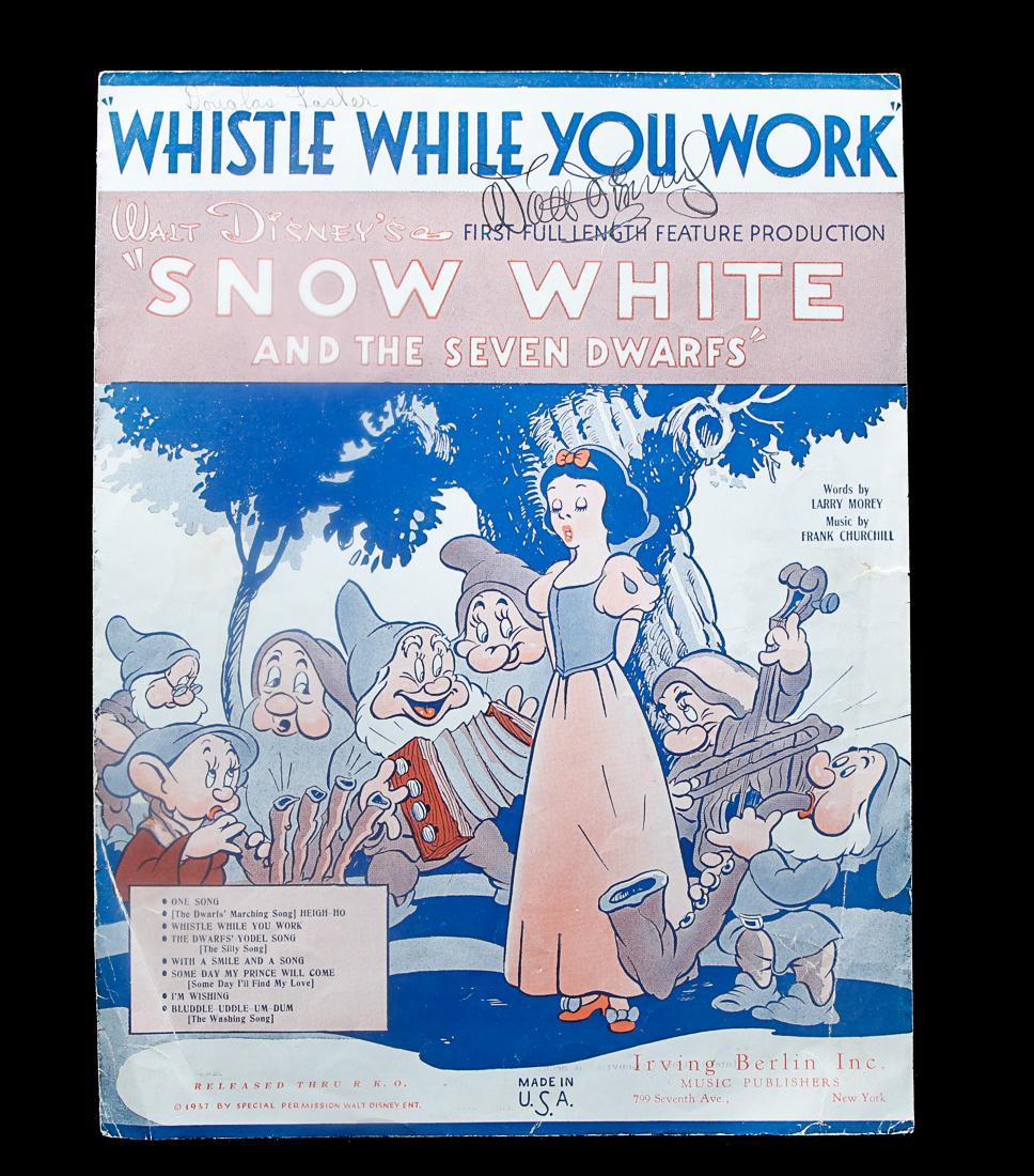 Walt Disney Signed Music Sheet From Snow White (1 of 5)