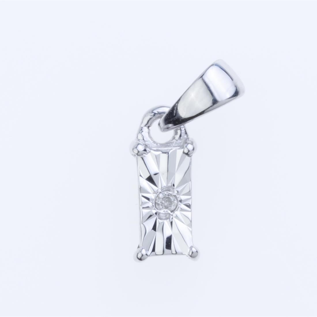 Diamond Cut Rectangular Diamond Silver Pendant (1 of 2)