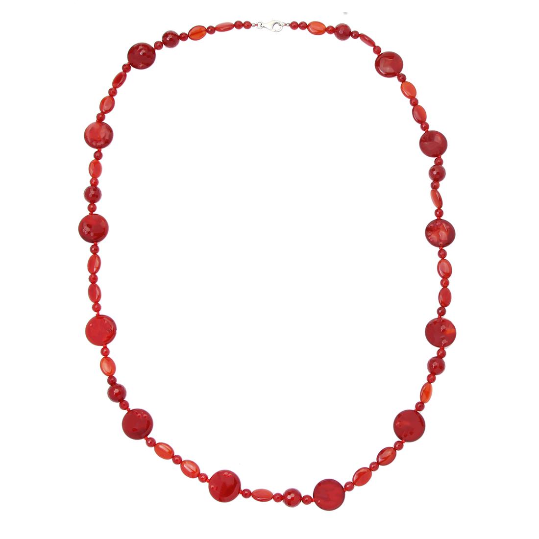 37 inch Knotted Carnelian Bead Long Necklace: 37 inch Knotted Carnelian Bead Long Necklace • Metal: Sterling Silver • Stone: Carnelian • Width: 20 mm • Total Weight: 107.1 grams • Closure: Lobster Claw