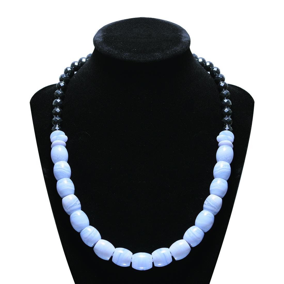 Blue Lace Agate & Hematite Necklace (1 of 2)