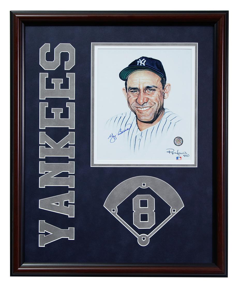 Yogi Berra New York Yankees Framed 20x16 Signed: Lawrence Peter "Yogi" Berra (May 12, 1925 – September 22, 2015) was an American professional baseball catcher, manager, and coach who played 19 seasons in Major League Baseball (MLB) (1946–