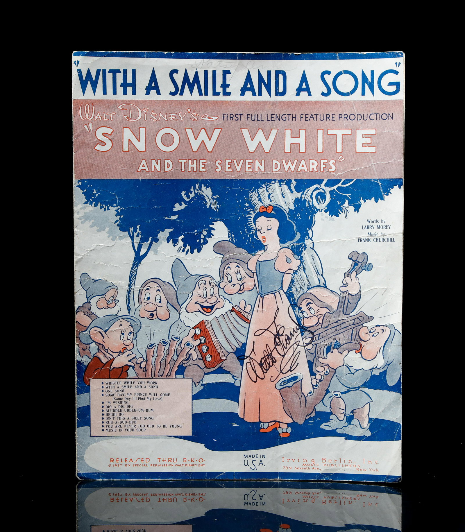 Walt Disney Signed Music Sheet Featuring Snow White (1 of 7)