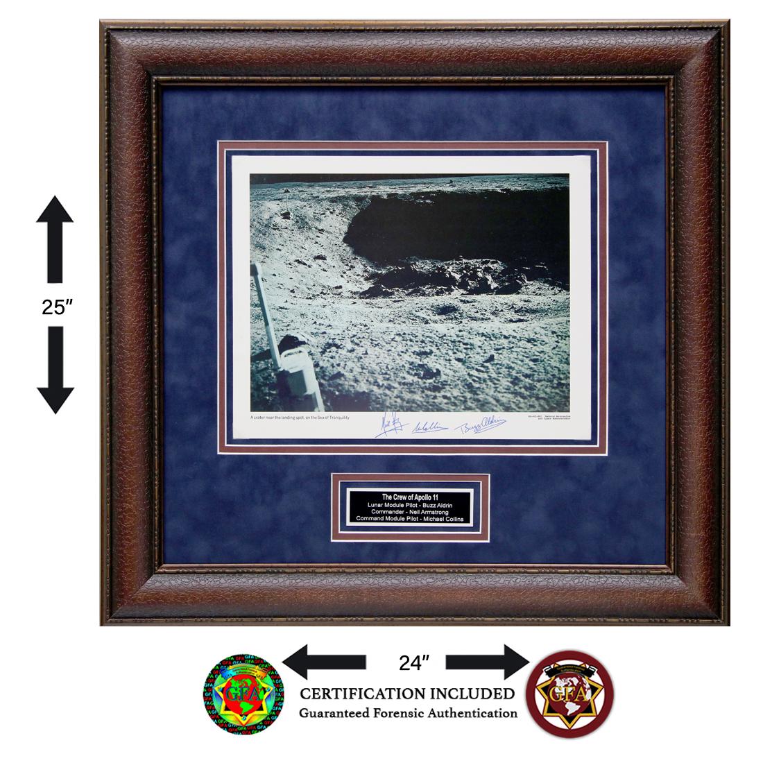 Apollo 11 Astronauts Signed 11x14 Moon Crater (1 of 6)