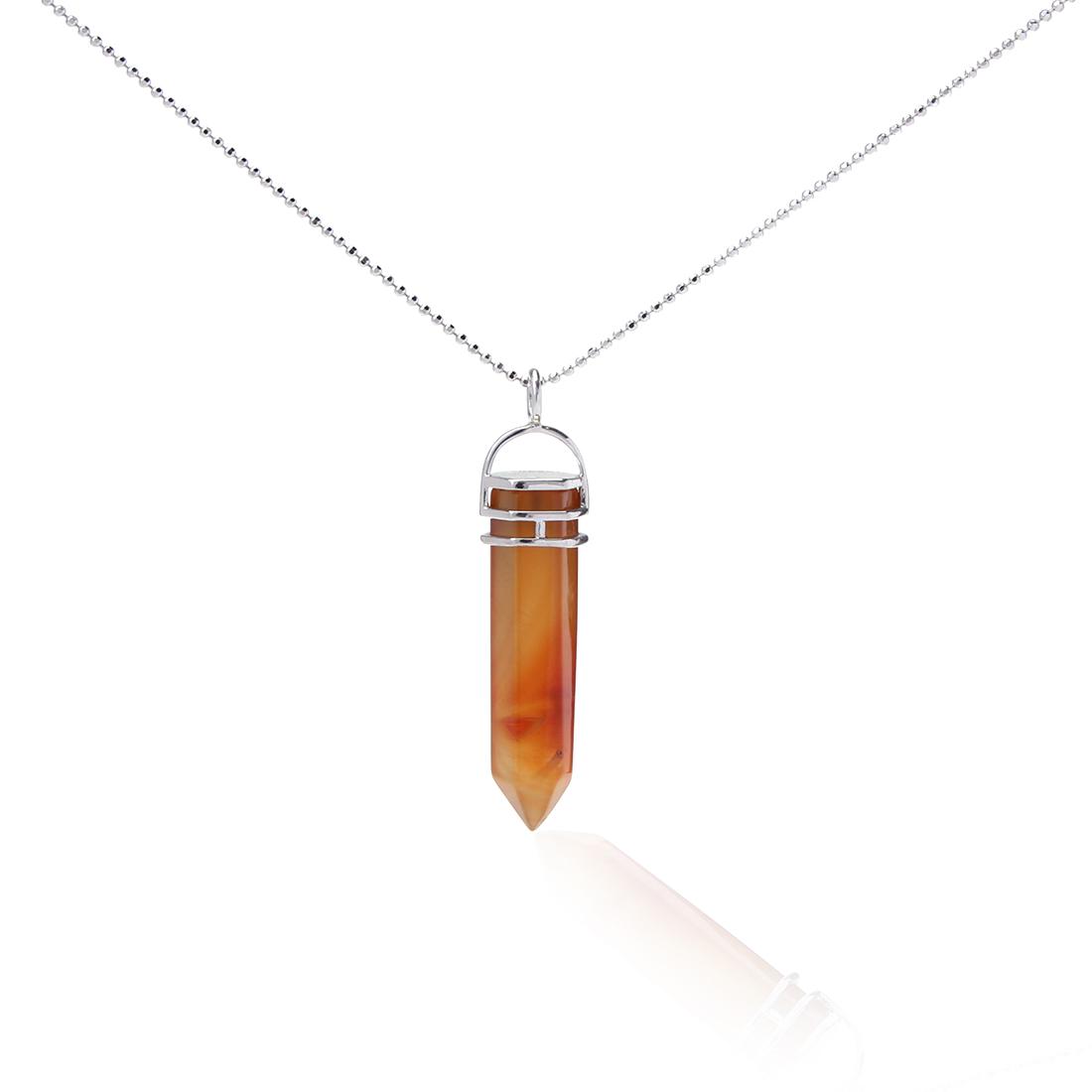 Sterling Silver Carnelian Hexagon Pendant w/Chain (1 of 3)