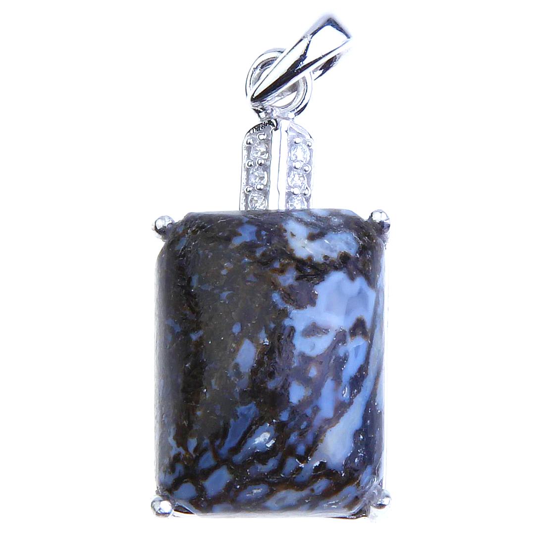 16X12Mm Dinosaur Bone & Zircon Silver Pendant: 16x12mm Dinosaur Bone & Zircon Silver Pendant • Metal: Sterling Silver • Stone: 16X12 mm Octagon Dinosaur Bone&White Zircon • Dimension: 31.2x12.8 mm • Total Weight: 4.13Grams 