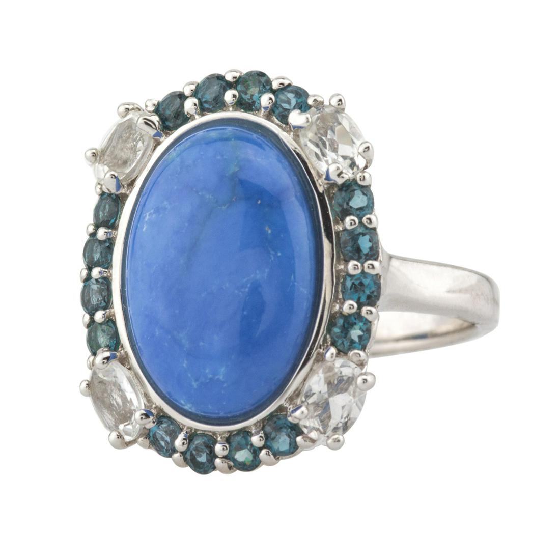 Silver Ceruleite & Blue Topaz Halo Ring-SZ 8 (1 of 3)