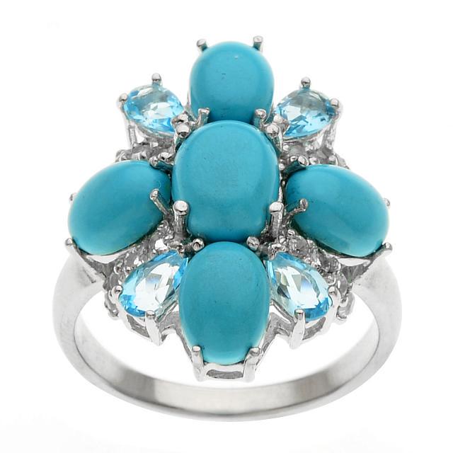 Silver Sonora Beauty Turquoise & Topaz Ring-SZ 10 (1 of 1)