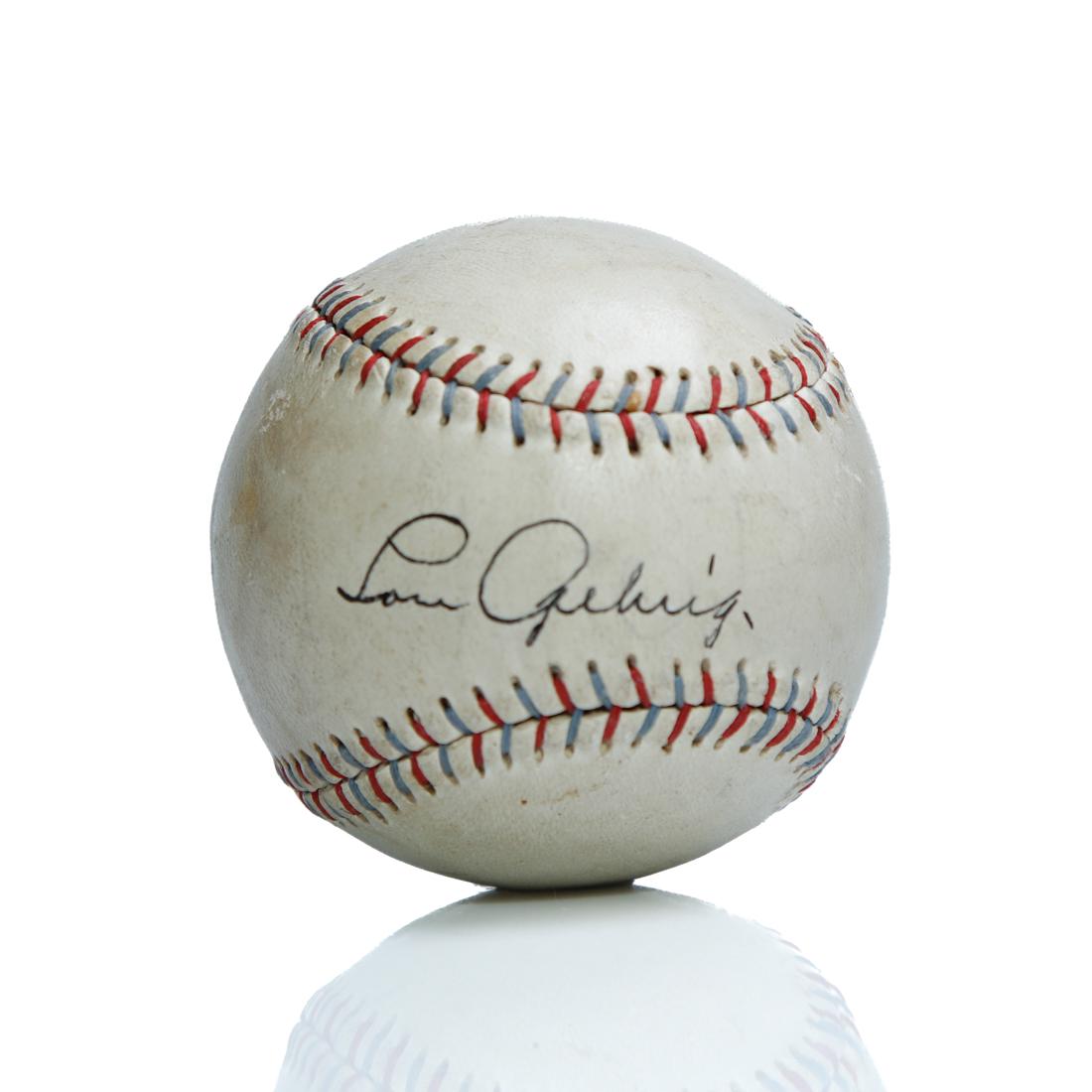 Lou Gehrig Signed Grey & Red Stitched Baseball (1 of 5)