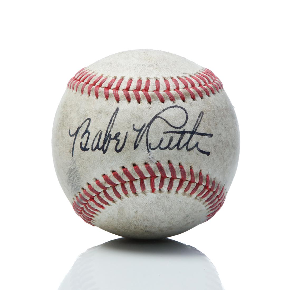 Babe Ruth Signed Red Stitched Reach Baseball (1 of 5)