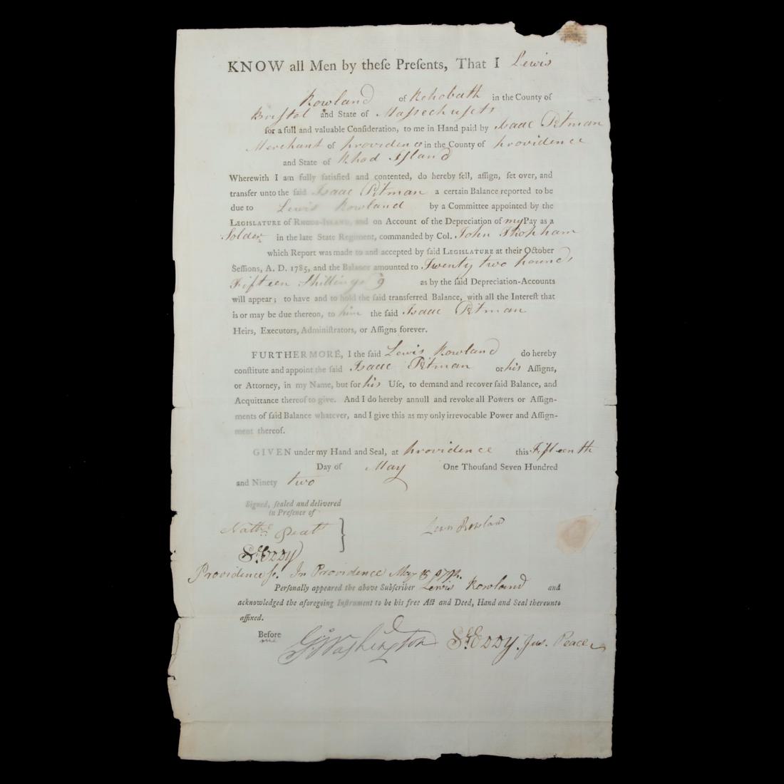 George Washington Witnessed 1792 8x14" Document (1 of 5)