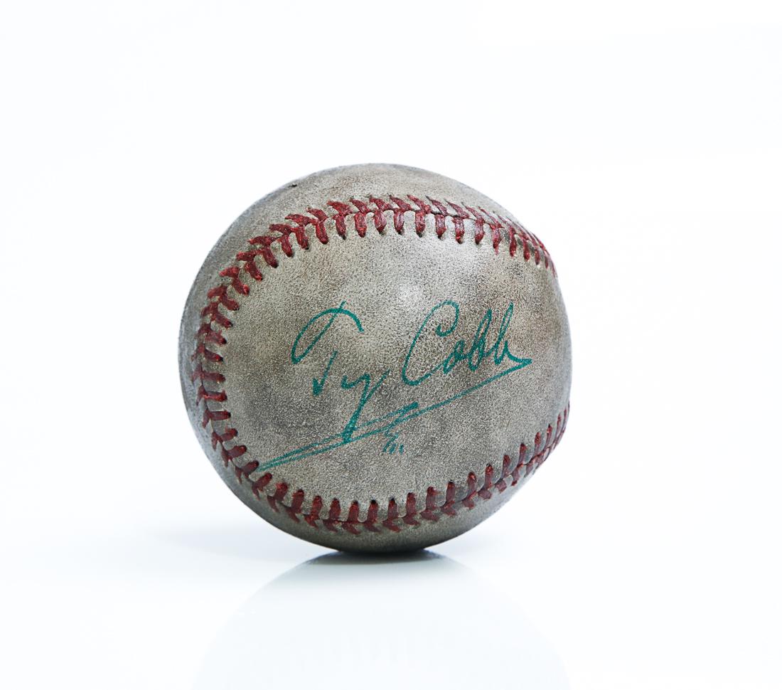 Ty Cobb Signed Red Stitched Baseball (1 of 4)