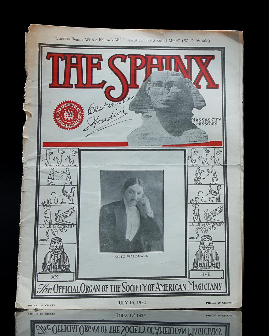 Harry Houdini Signed "The Sphinx" Sept 15th 1922 (1 of 4)