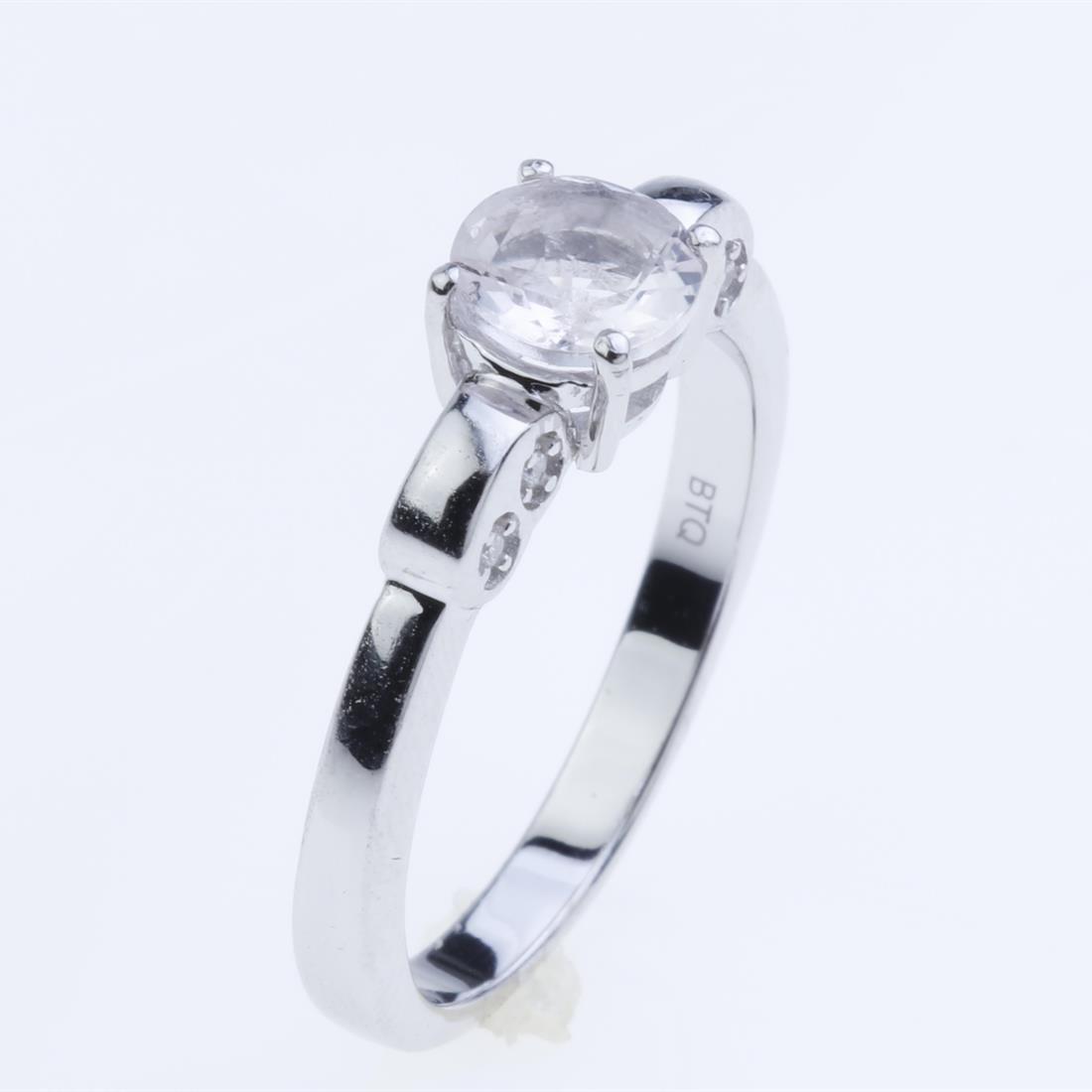 Size 8 Morganite & Zircon Silver Ring (1 of 2)