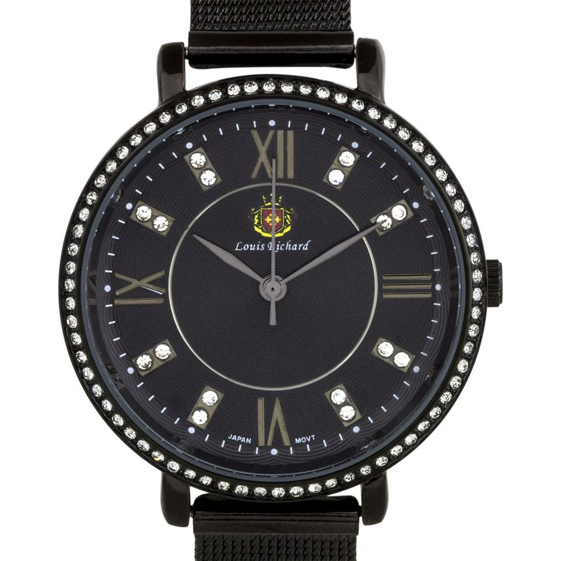 Louis Richard Luxury Mesh Band 36mm Case Watch: A multi.layered textured dial, all stainless steel case and a beautifully designed bezel w/ crystals made from Swarovski elements make the Louis Richard a very modern design ideal for pairing with the