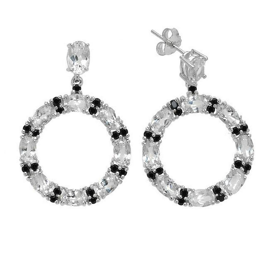 Silver 10.8ct White Topaz & Spinel Hoop Earrings: You’ll love the smart contemporary lines of these lovely circular drop earrings from the Pangea Mines Treasured Gems Collection. Genuine white topaz and black spinel beautifully crafted sterling