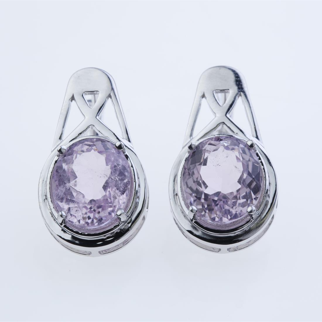 12x10mm Oval Pink Kunzite Silver Earrings (1 of 2)