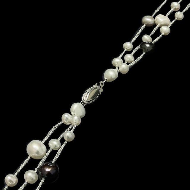 Sterling Silver Multi Strand Pearl Necklace 16" (1 of 1)