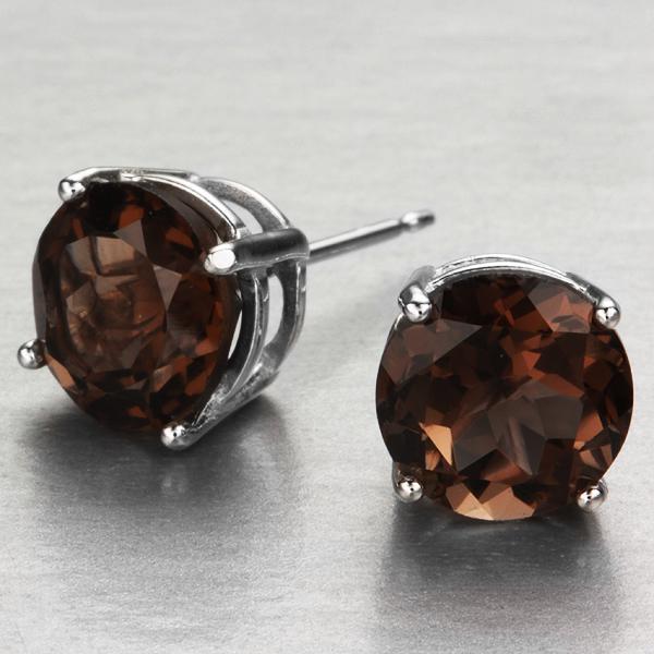 5mm Smoky Quartz Sterling silver Stud Earrings (1 of 1)