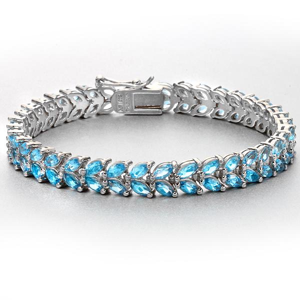 Marquise Blue Topaz Sterling Silver Bracelet  7.5" (1 of 1)
