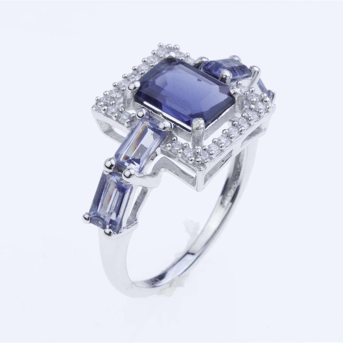 Size 8.5 Iolite & Zircon sterling Silver Ring (1 of 2)