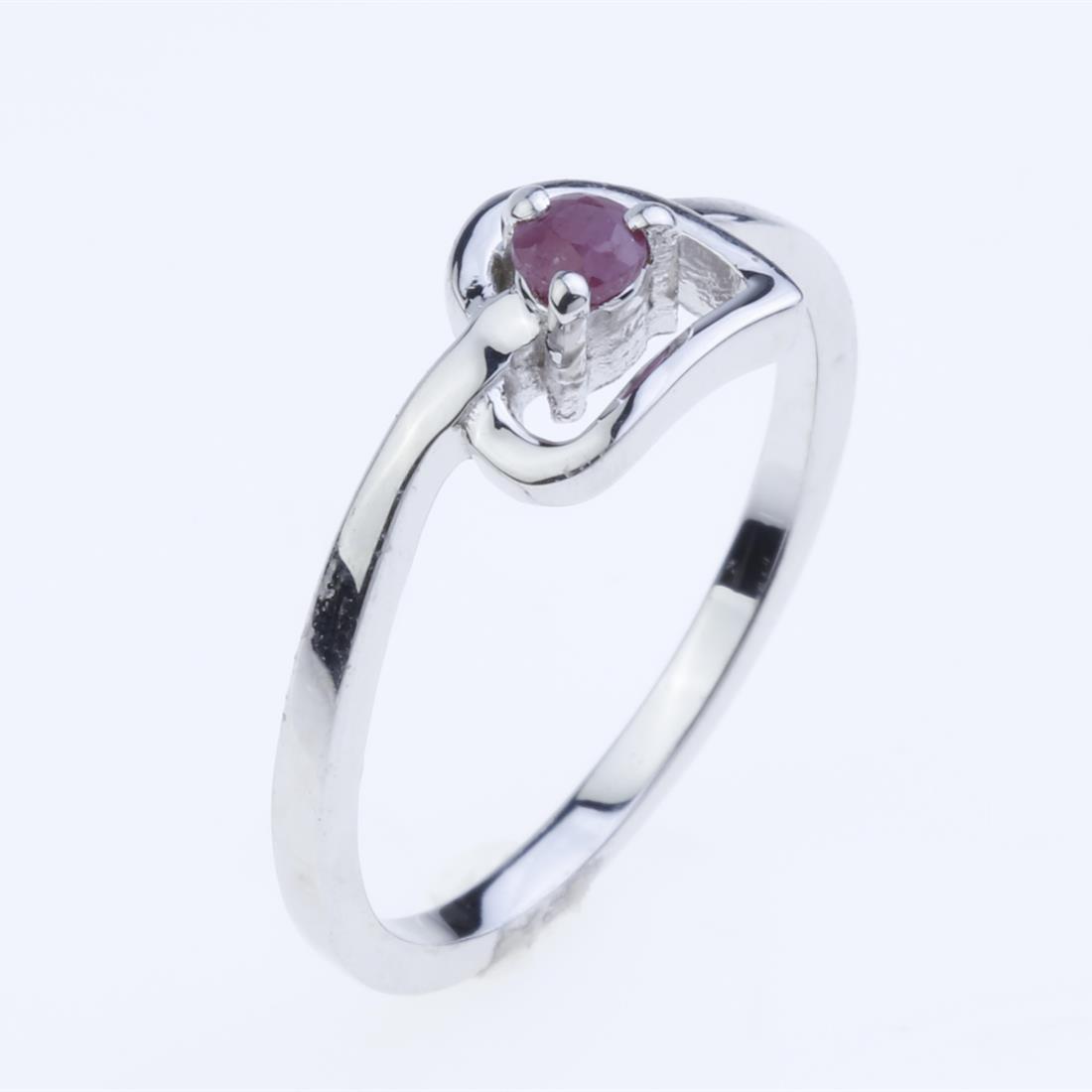 Size 7.5 Three Stone Indian Ruby & Zircon Ring (1 of 1)