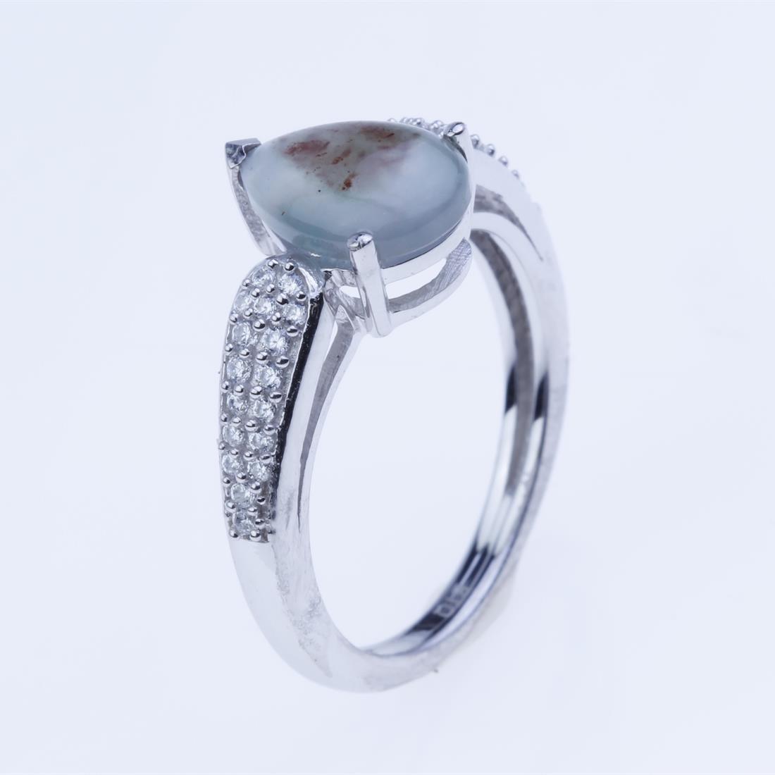 Size 7.5 Pear Shape Aquaprase Zircon Silver Ring (1 of 2)