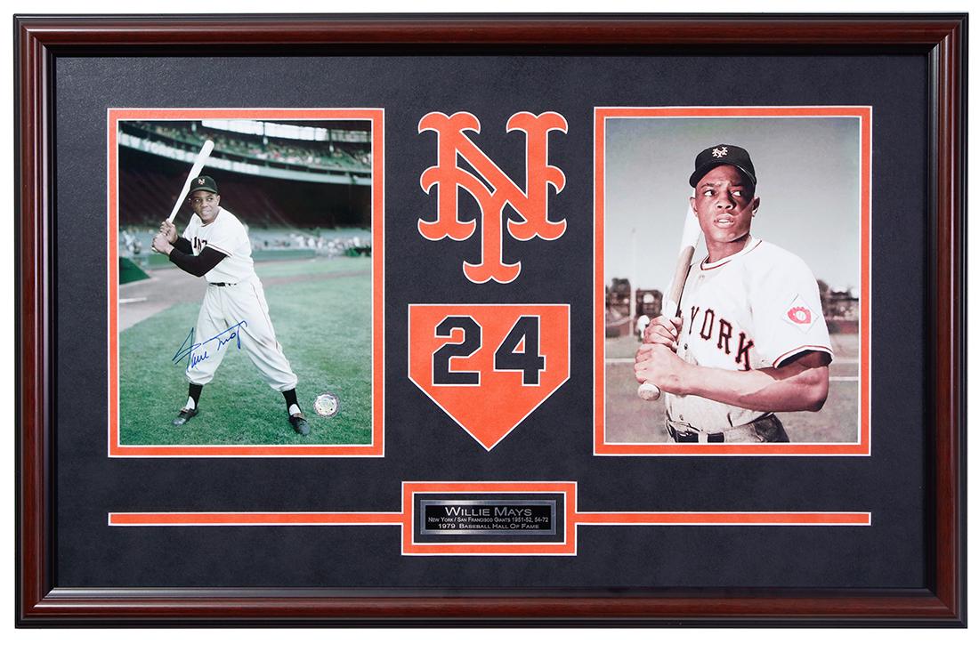 Willie Mays San Francisco Giants 22x18 Signed GFA: Willie Mays San Francisco Giants 24x20 Custom Framed Multi-Matted Signed 8x10v GFA