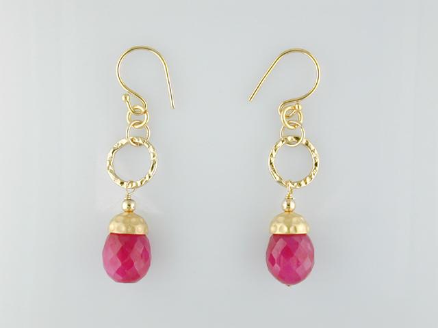 14K Over Silver Corundum -Ruby Dangle Earrings (1 of 1)