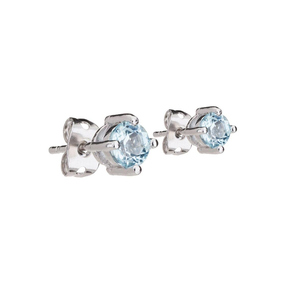 Silver Tone 5mm Round Cut Blue Topaz Stud Earrings (1 of 1)