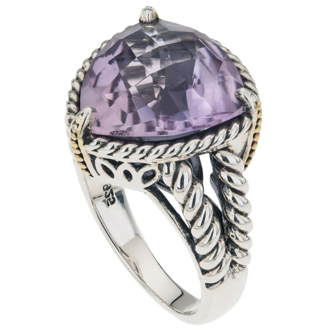 Silver Pink Amethyst Rope Detail Ring-SZ 6 (1 of 3)