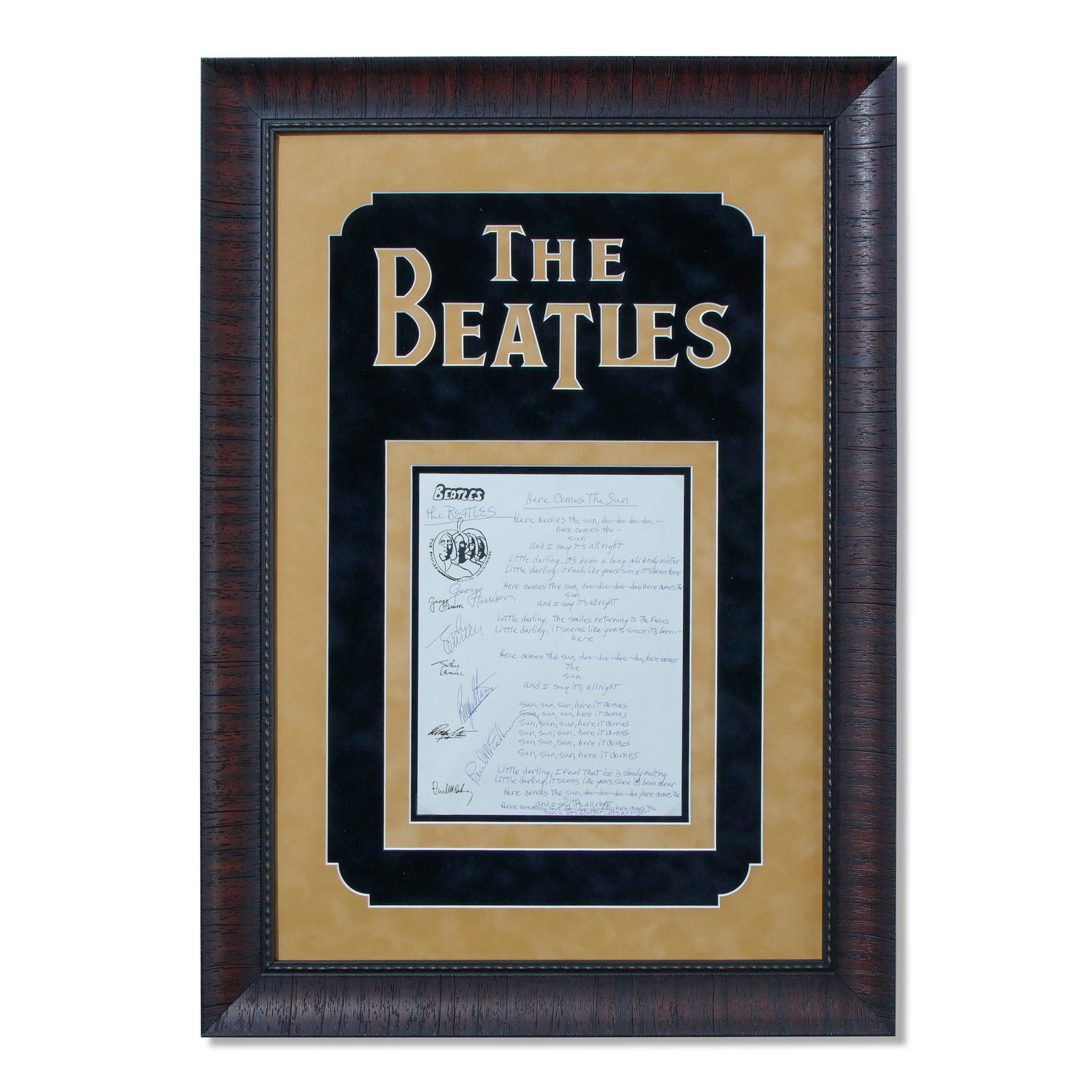 Beatles Signed "Here Comes The Sun" Lyrics (1 of 4)