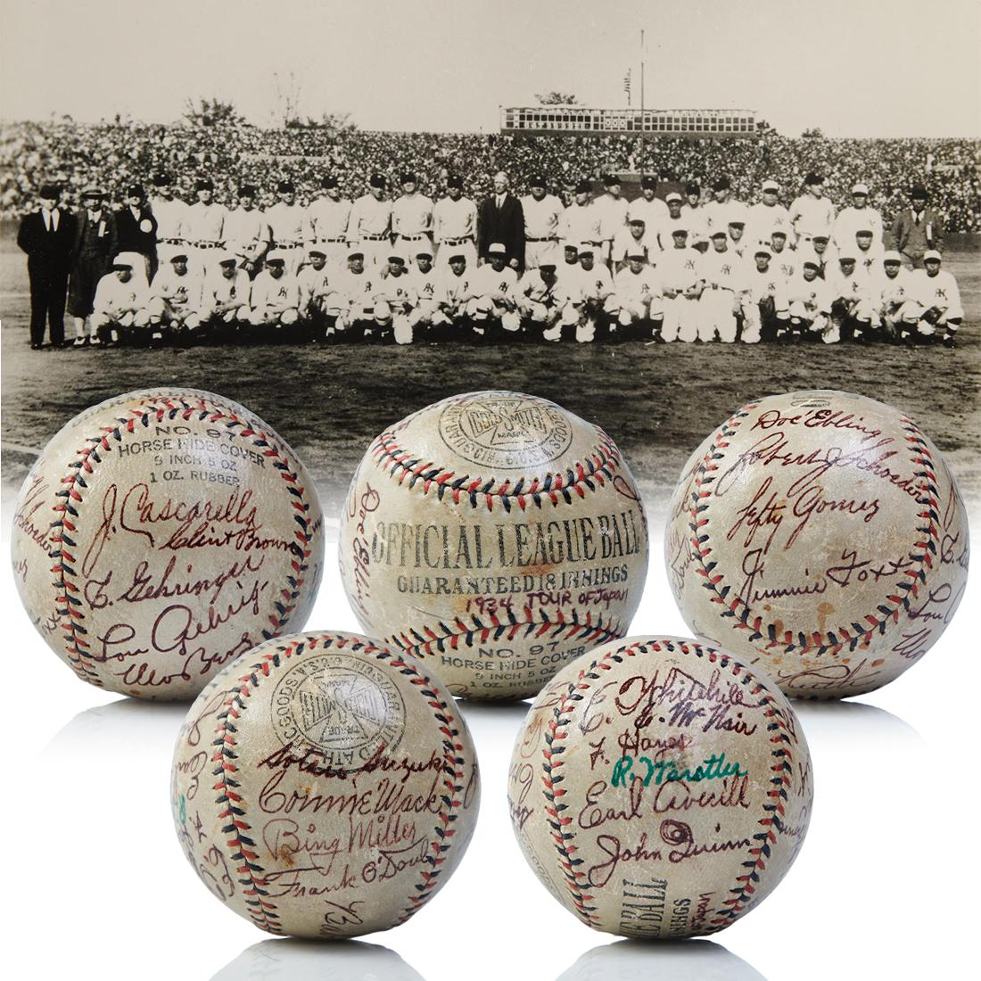 1934 Tour of Japan Signed Ball with Ruth&Gehrig (1 of 7)