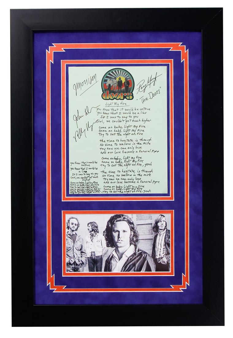 Jim Morrison & Doors Signed "Light My Fire" Lyrics (1 of 4)
