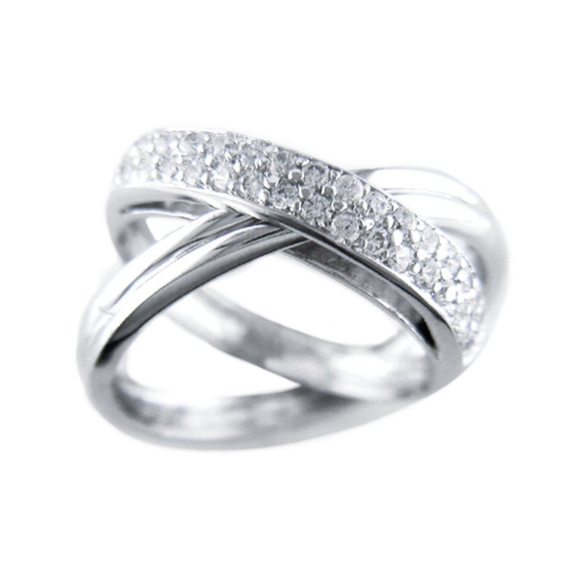 Silvertone Rolling Ring White CZ SZ 8 (1 of 1)