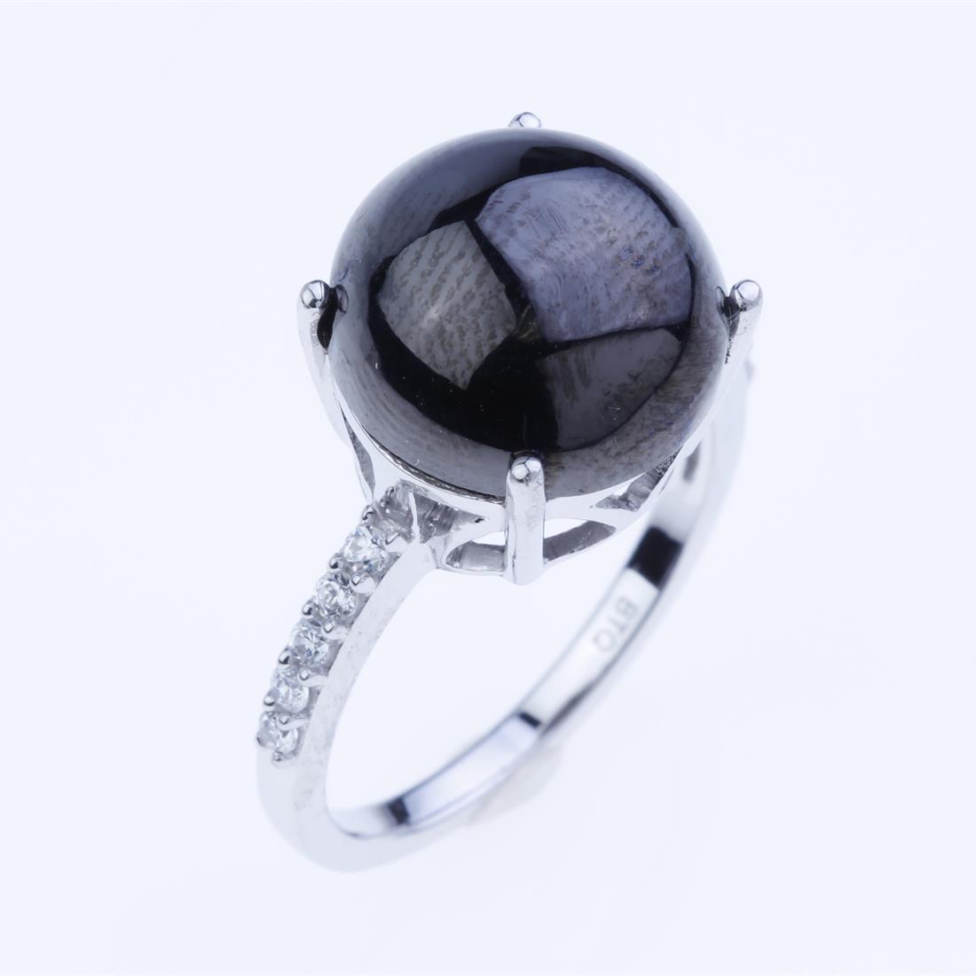 Size 7.5 Shungite & Zircon Sterling Silver Ring (1 of 2)