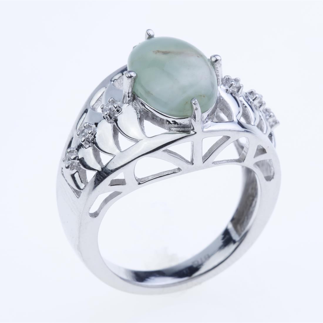 Size 6.5 Marquise Aquaprase Zircon Silver Ring (1 of 2)