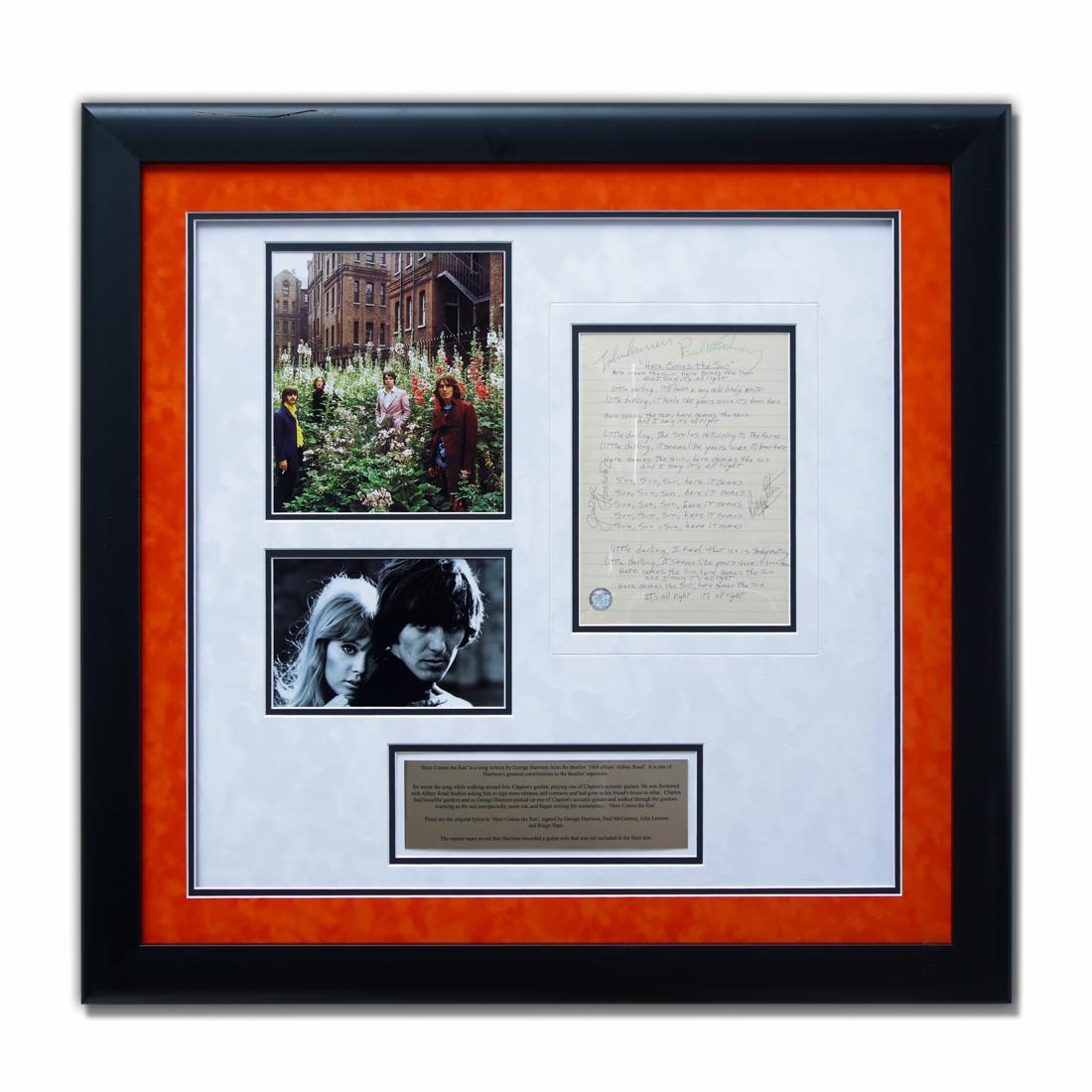 Beatles Signed "Here Comes The Sun" Written Lyrics (1 of 4)