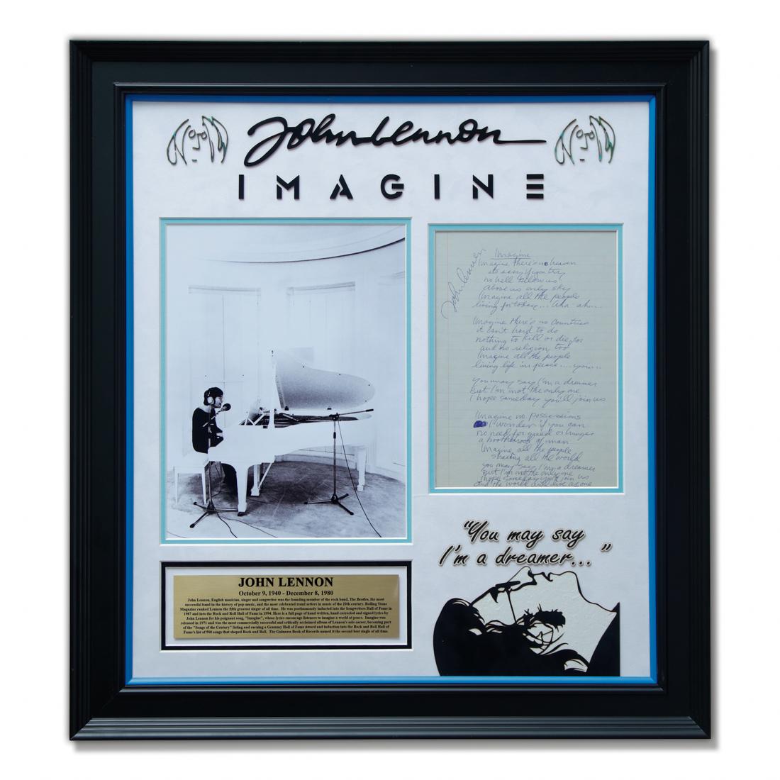 John Lennon Signed Handwritten "Imagine" Lyrics (1 of 4)