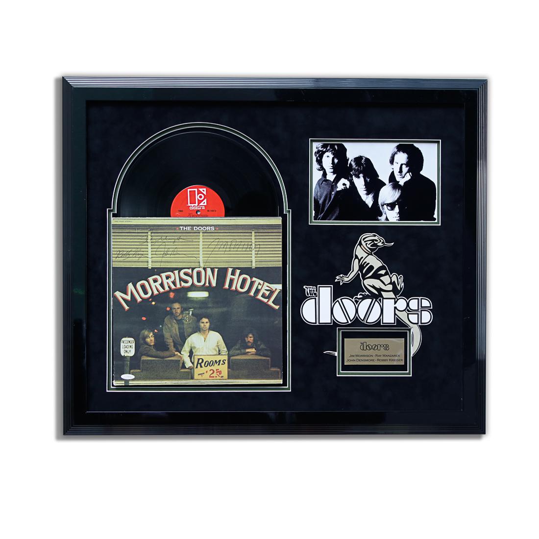 Jim Morrison/Doors Signed "Morrison Hotel" Album: The Doors “Morrison Hotel” Album Signed by Jim Morrison, Ray Manzarek, John Densmore and Robbie Kreiger. Presented in a Custom Exhibition Quality Frame. Morrison Hotel is the fifth studio 