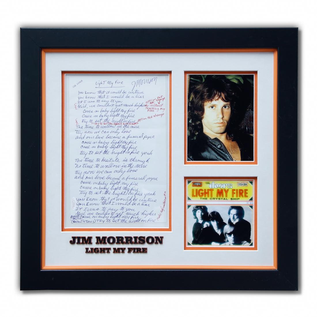 Jim Morrison Signed Handwritten "Light My Fire" (1 of 5)