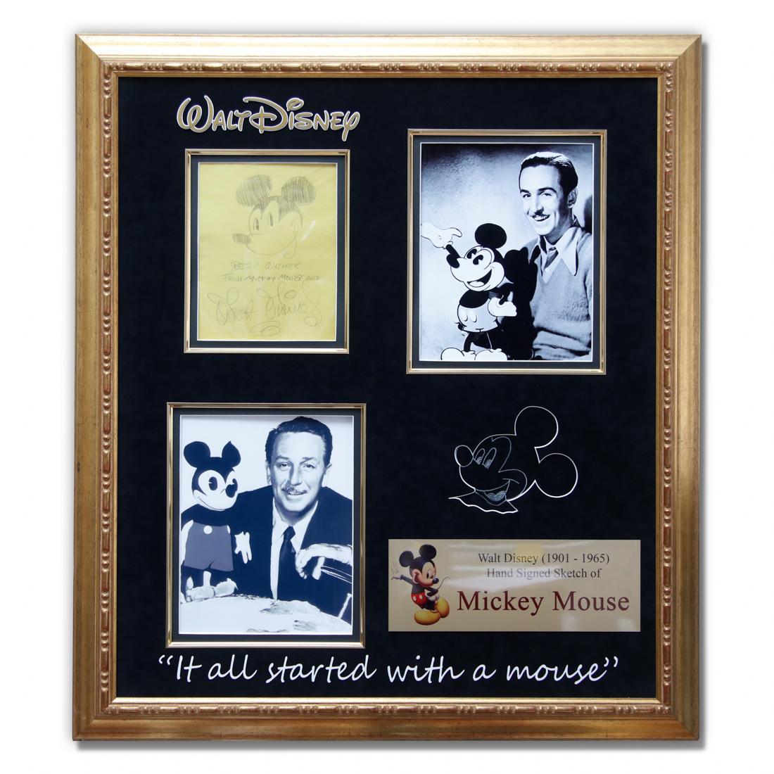 Walt Disney Hand Signed Sketch of Mickey Mouse (1 of 6)