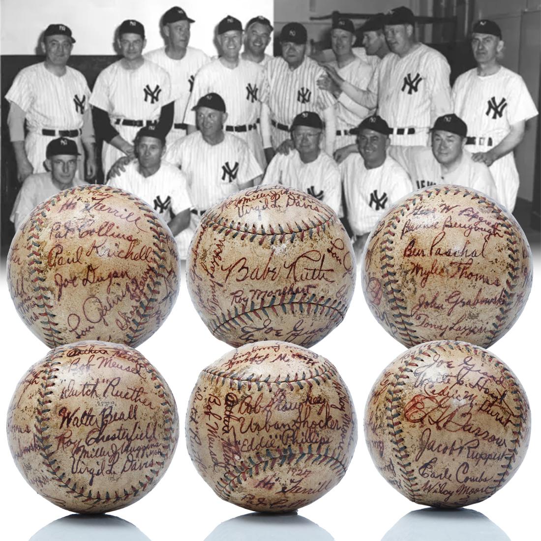 1927 YANKEES TEAM SIGNED BASEBALL W/ RUTH & GEHRIG (1 of 8)