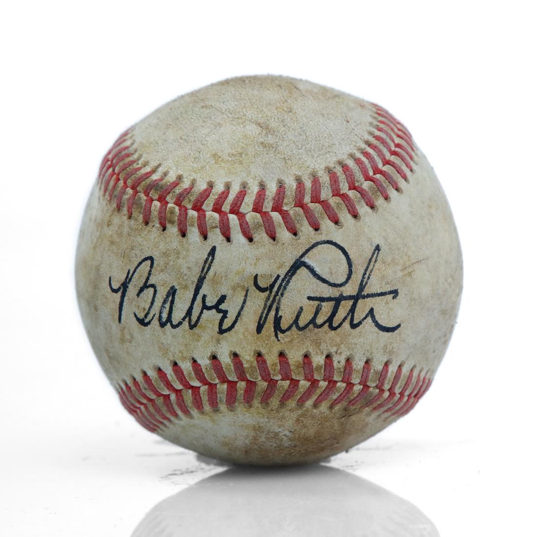 Babe Ruth Signed Red Stitched Reach Baseball (1 of 5)