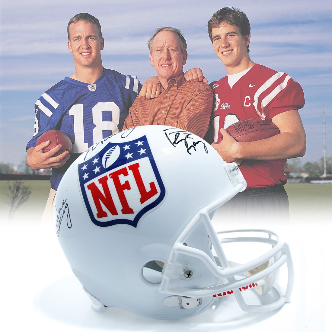 Eli, Peyton & Archie Manning Autographed Helmet (1 of 8)
